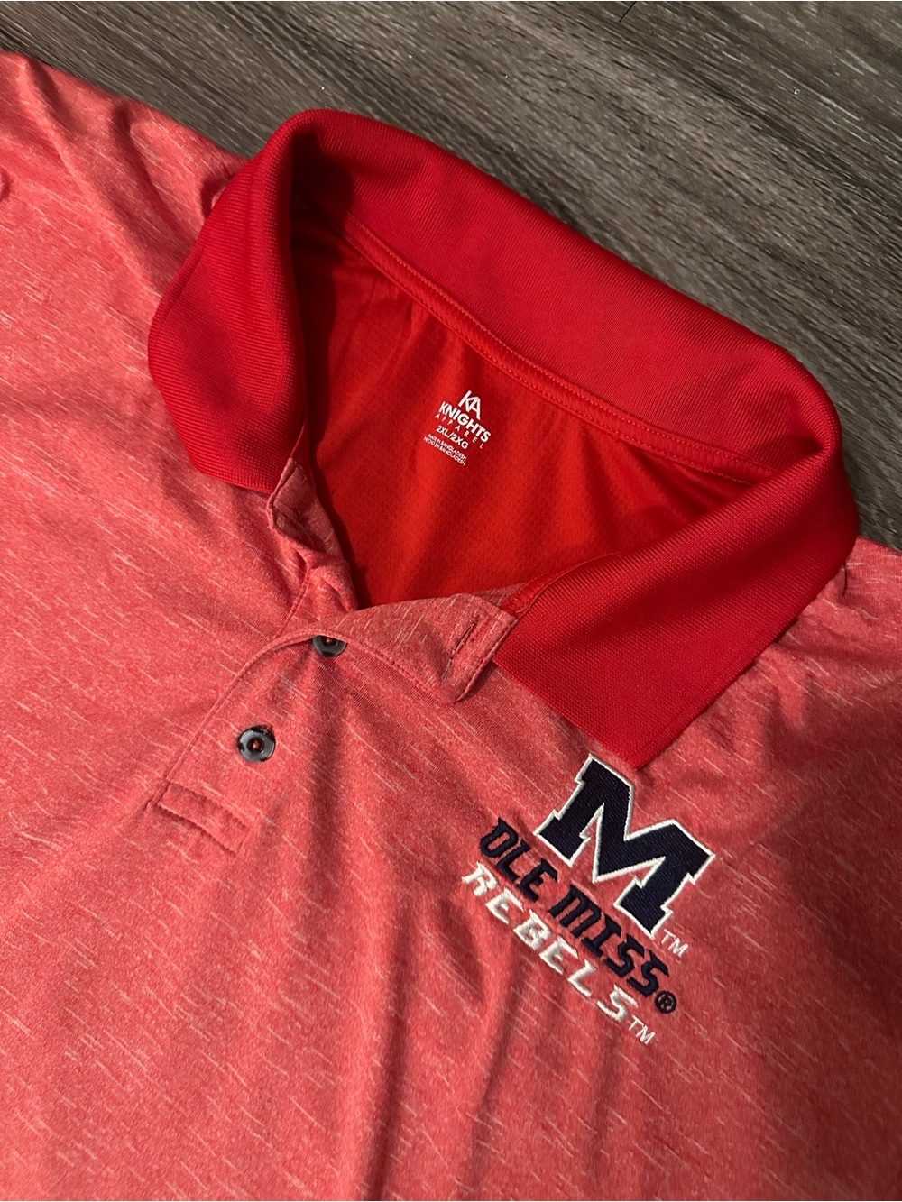 Knights Apparel Ole Miss Rebels Men’s Red Polo Shirt Size 2XL college football